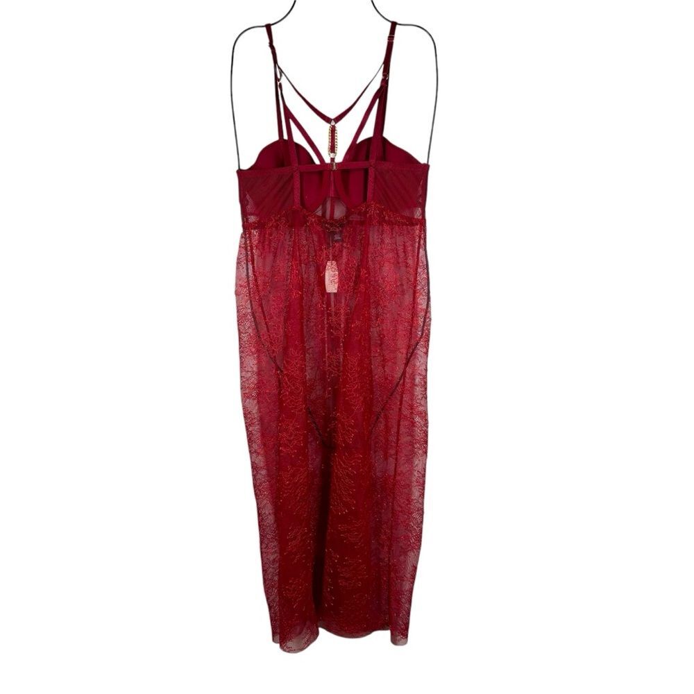 NWT Victoria’s Secret Red Lace Babydoll Camisole Caged Valentines Nighty 36C - Picture 4 of 7